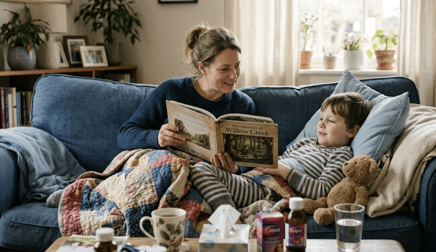 Young child looking frustrated while doing homework at kitchen table